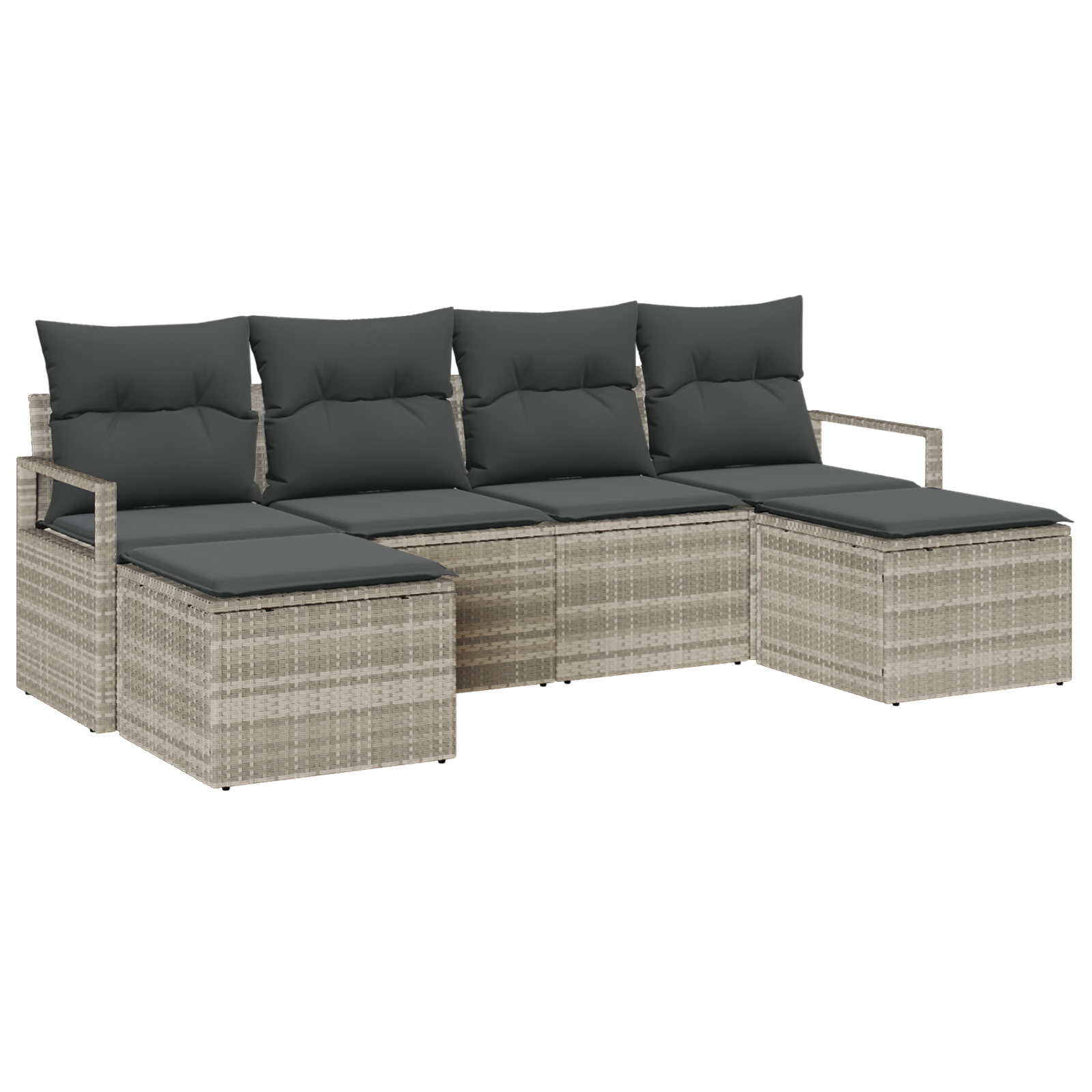 Set da giardino con cuscini  6 pezzi grigio chiaro polyrattan