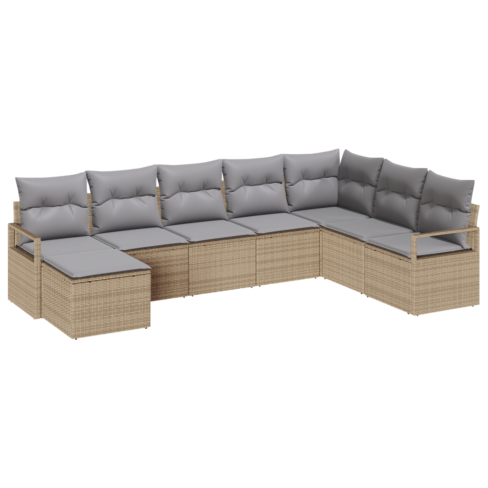 Set Divano da Giardino 8 Pezzi con Cuscini Beige in Rattan Sintetico