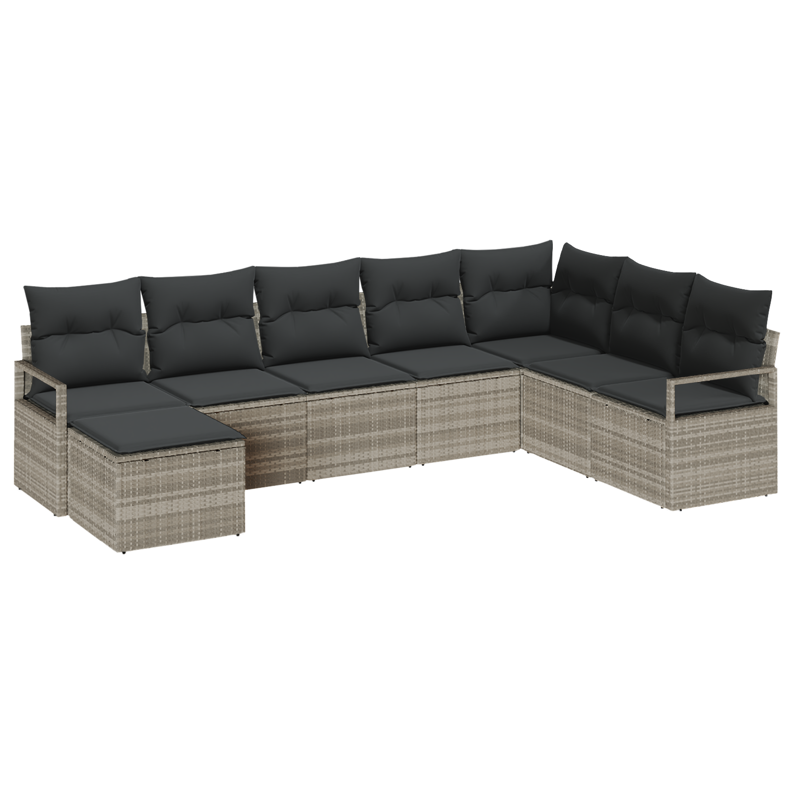 Set di divani da giardino  8 pezzi con cuscini grigio chiaro polyrattan