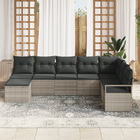 Set di divani da giardino  8 pezzi con cuscini grigio chiaro polyrattan