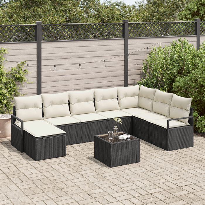 Set Divano da Giardino  in 8 Pezzi con Cuscini in Rattan Marrone