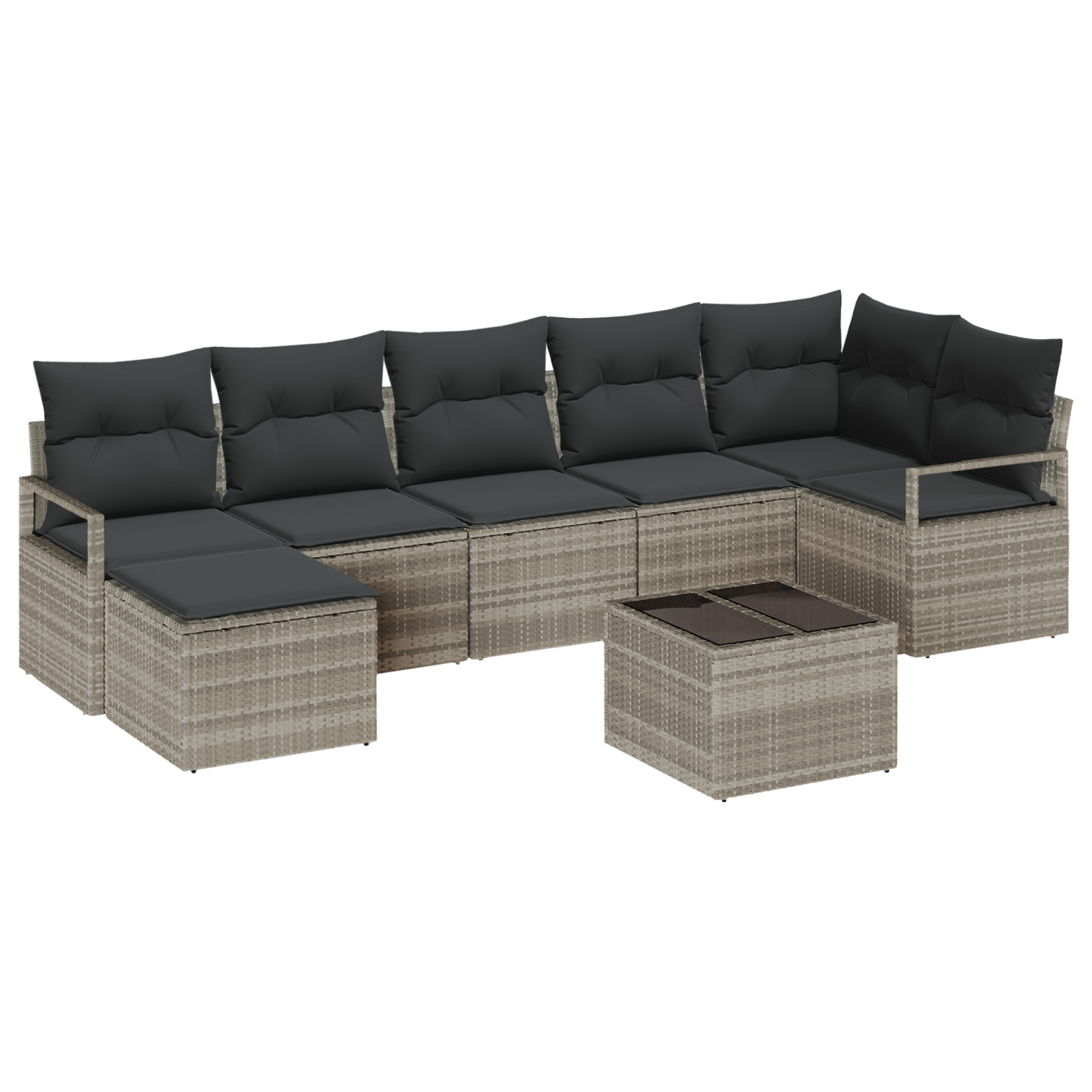 Set divano da giardino  9 pezzi con cuscini grigio polyrattan