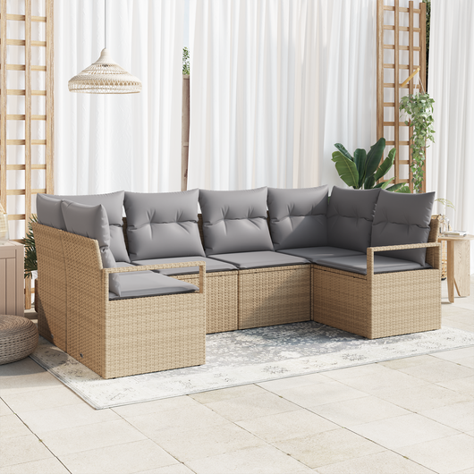 Set Divani Giardino 6 Pezzi con Cuscini Beige in Polyrattan