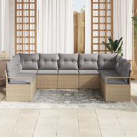 Divano da Giardino  da 7 Pezzi con Cuscini Beige in Polyrattan