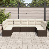 Set di divani da giardino  9 pezzi con cuscini in polyrattan marrone