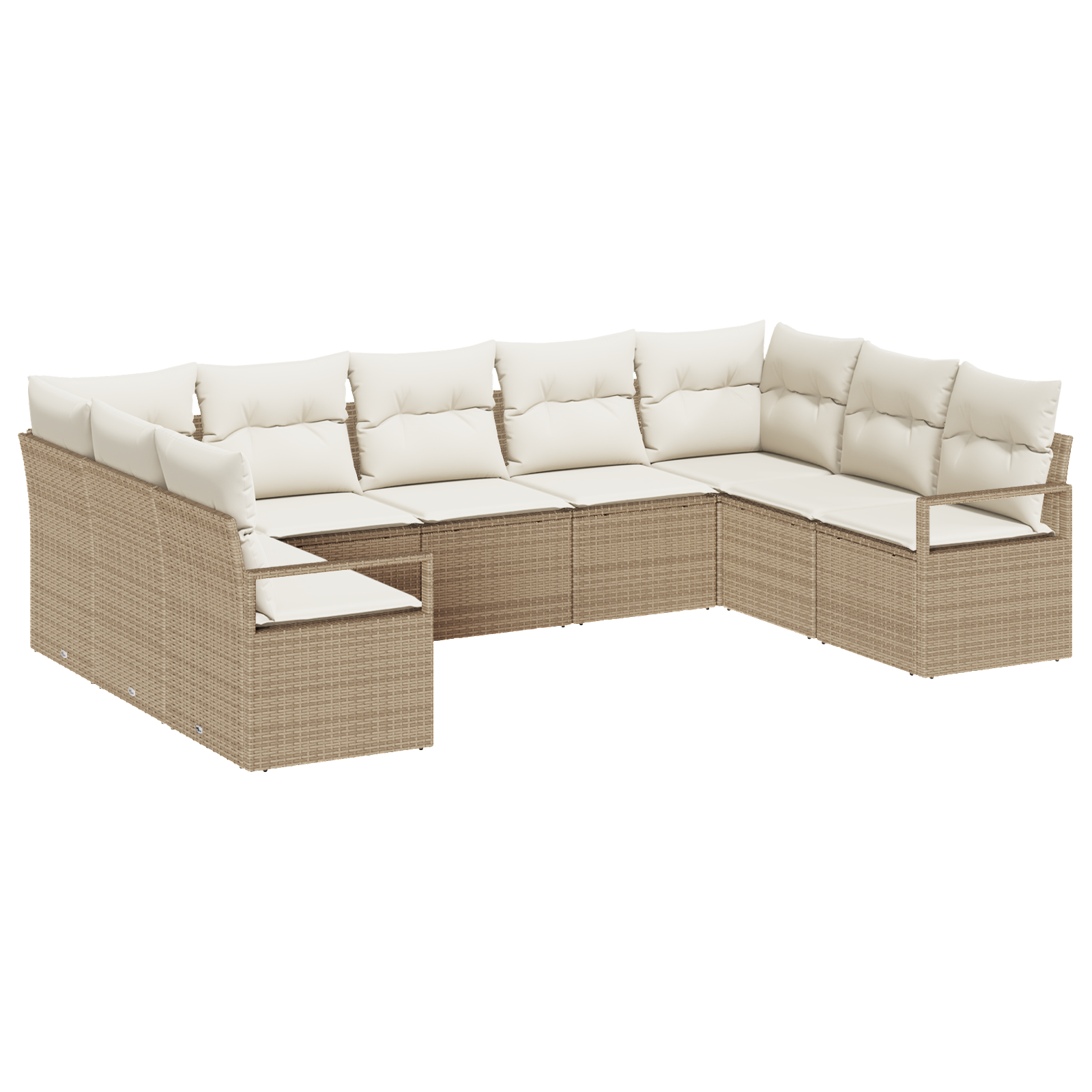 Set Divano da Giardino  9 Pezzi con Cuscini Beige Rattan PE