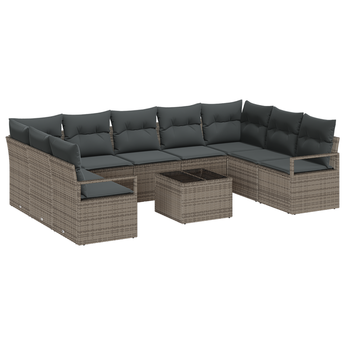 Set di divani da giardino  9 pezzi con cuscini in polyrattan nero
