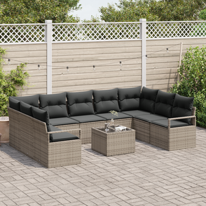 Set di divani da giardino  9 pezzi con cuscini in polyrattan nero