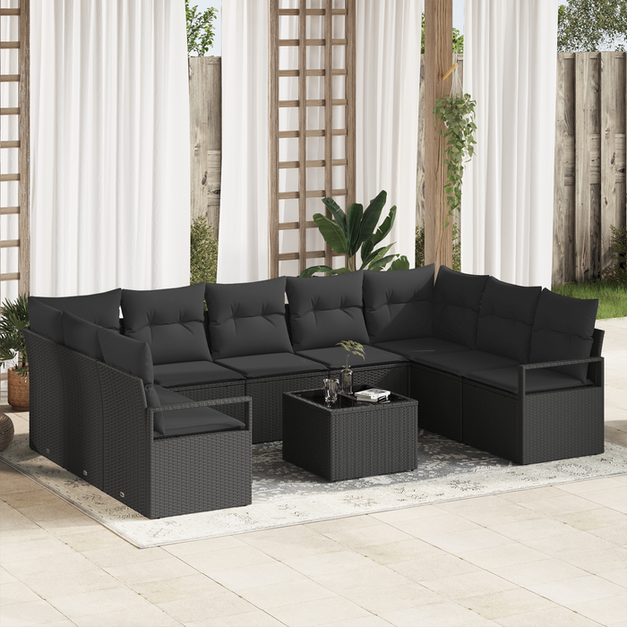Set di Divani da Giardino  con Cuscini Beige Polyrattan
