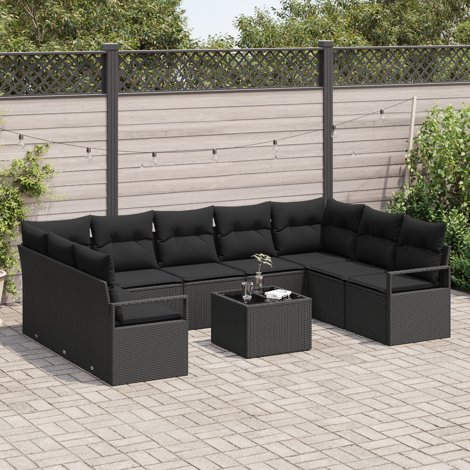 Set di Divani da Giardino  con Cuscini Beige Polyrattan