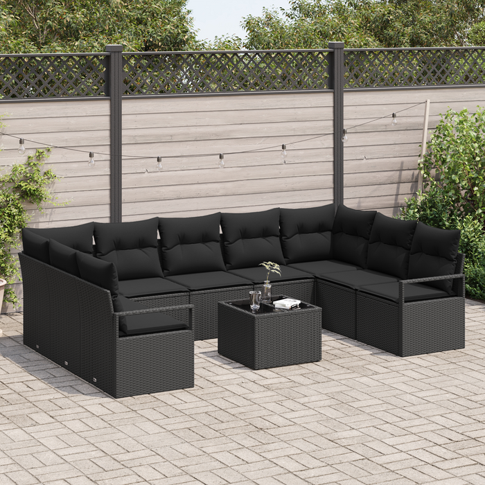 Set di Divani da Giardino  con Cuscini Beige Polyrattan