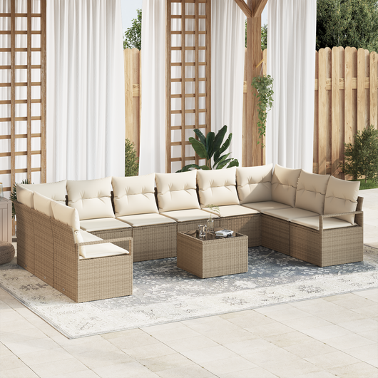 Set Divano Giardino  da 11 Pezzi con Cuscini Rattan Polyrattan Marrone
