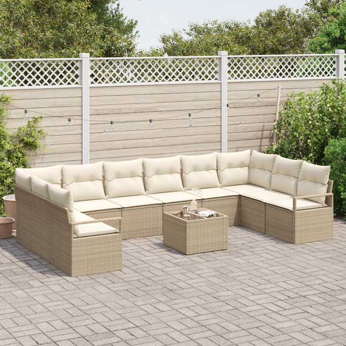 Set Divano Giardino  da 11 Pezzi con Cuscini Rattan Polyrattan Marrone