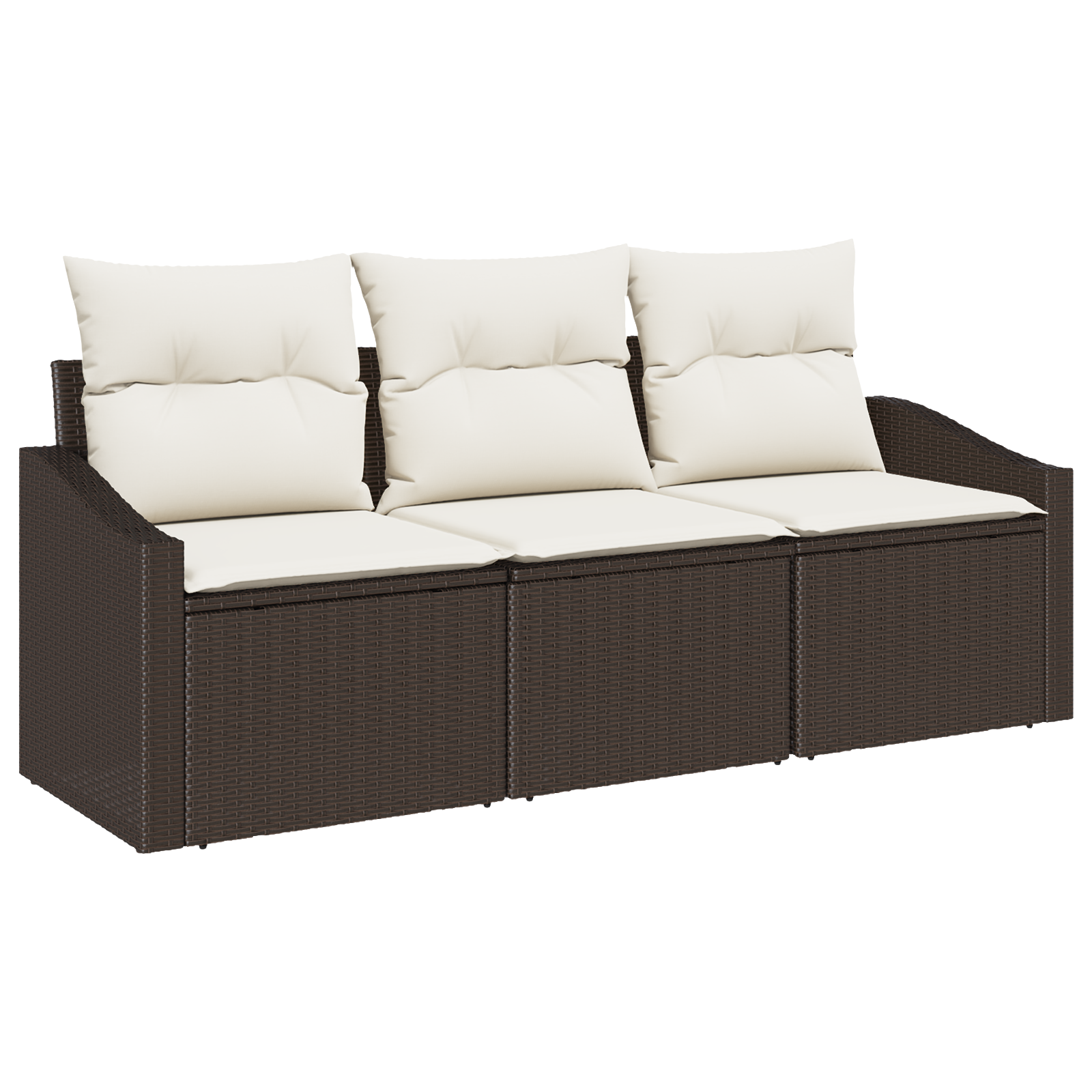 Set di Divani da Giardino 3 Pezzi con Cuscini Marrone in Rattan Sintetico