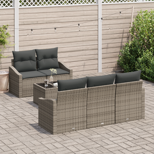 Set Divani Giardino Cuscini 6 Pezzi Grigio Rattan Polietilene