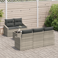 Set Divani Giardino 6 Pezzi con Cuscini Grigio Chiaro Rattan