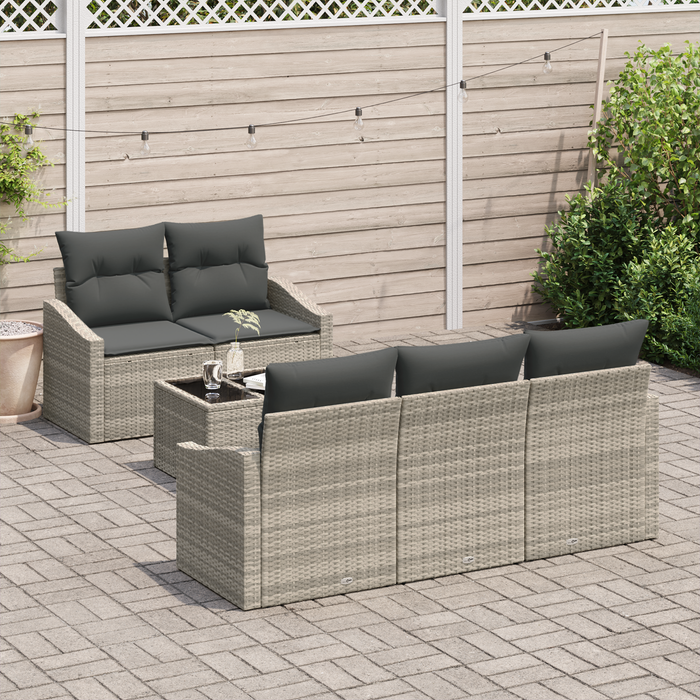Set Divani Giardino 6 Pezzi con Cuscini Grigio Chiaro Rattan