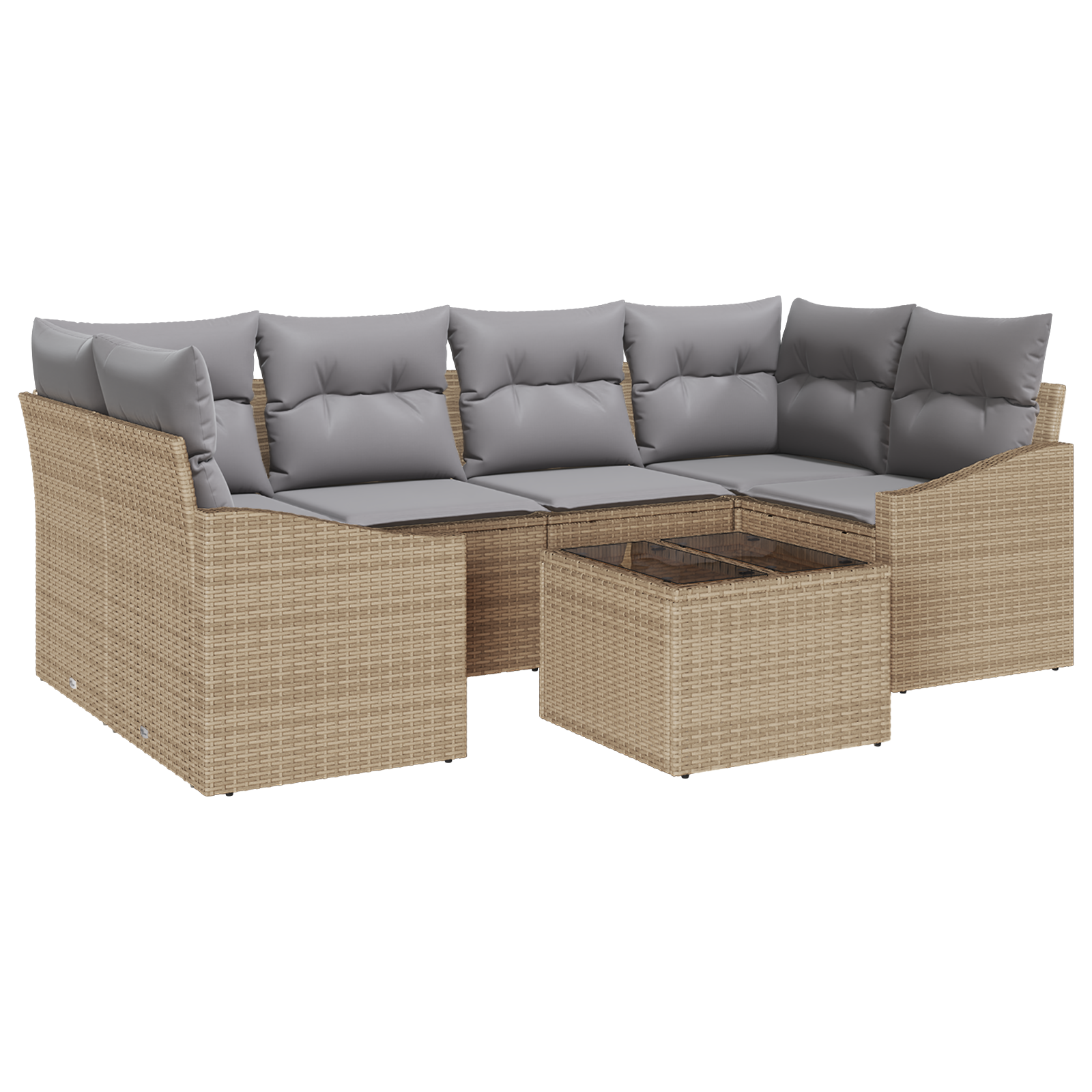 Set Divano Giardino 7 Pezzi con Cuscini Beige Polyrattan