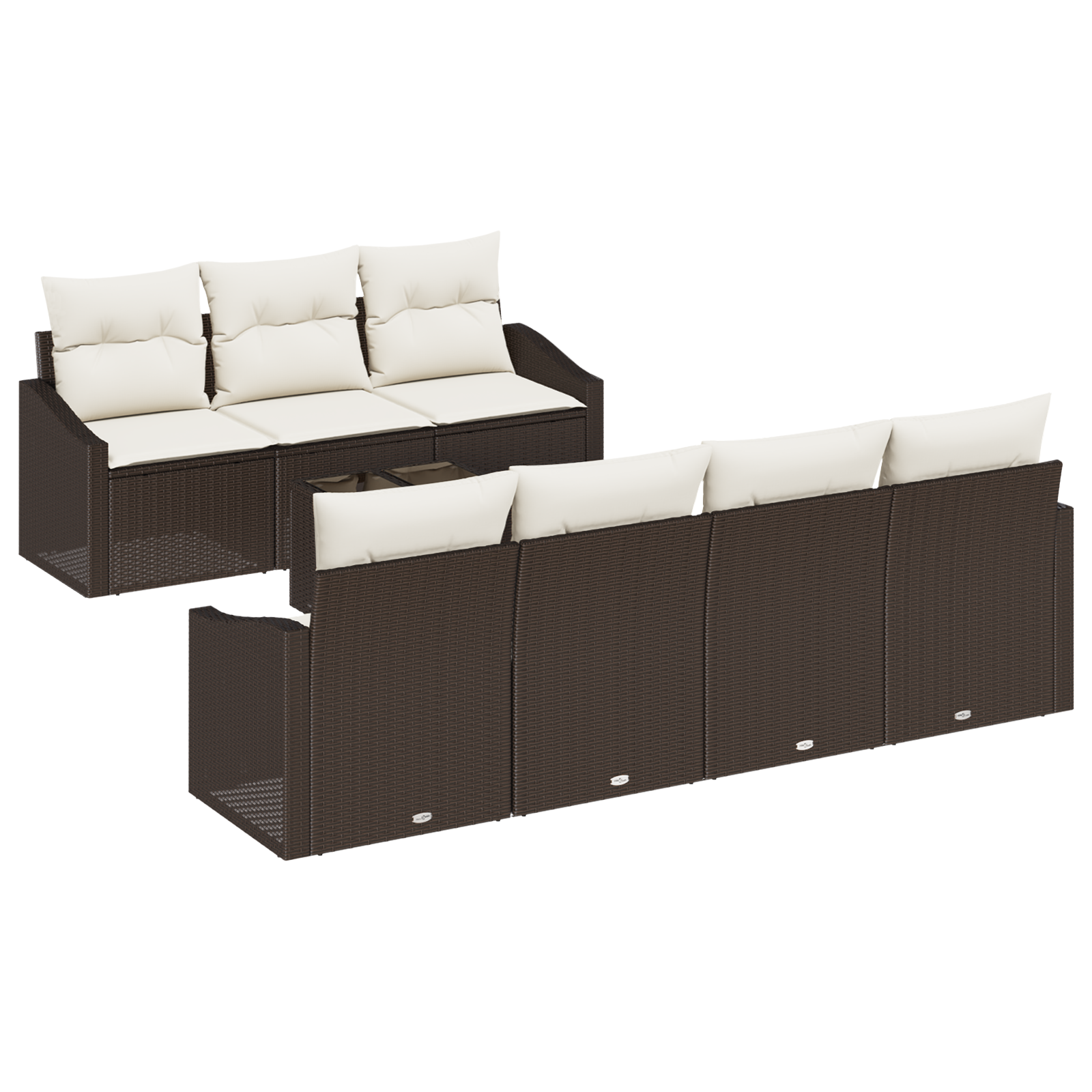 Set Divano Giardino 8 Pezzi con Cuscini Marrone Polirattan