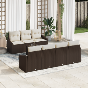 Set Divano Giardino 8 Pezzi con Cuscini Marrone Polirattan