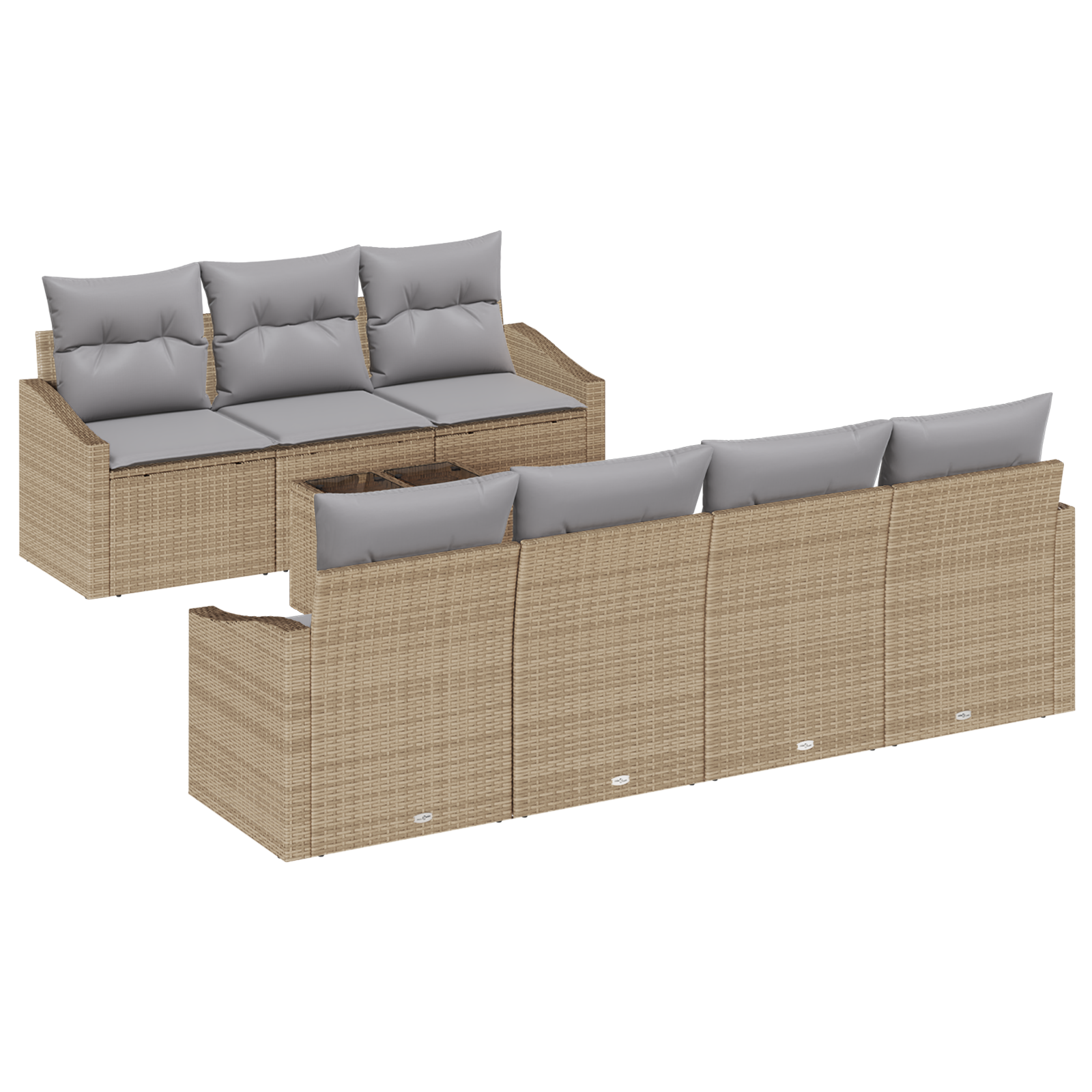Set divano da giardino 8 pezzi con cuscini beige polyrattan