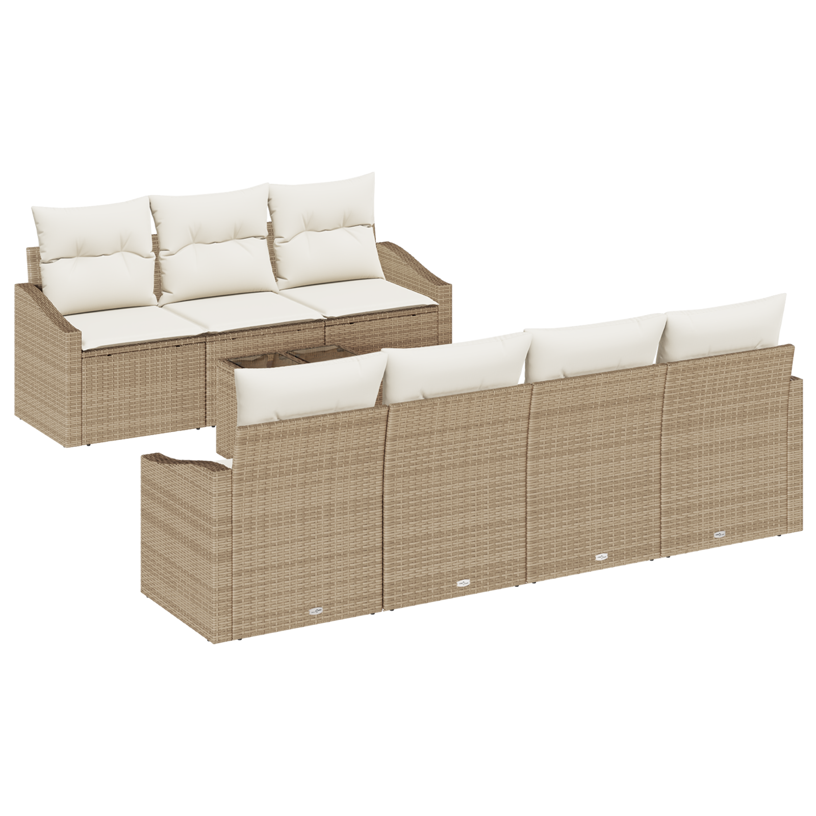 Set di Divani da Giardino da 8 Pezzi con Cuscini Beige in Rattan Sintetico