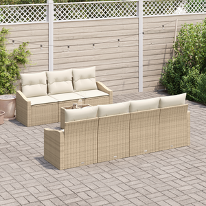 Set di Divani da Giardino da 8 Pezzi con Cuscini Beige in Rattan Sintetico