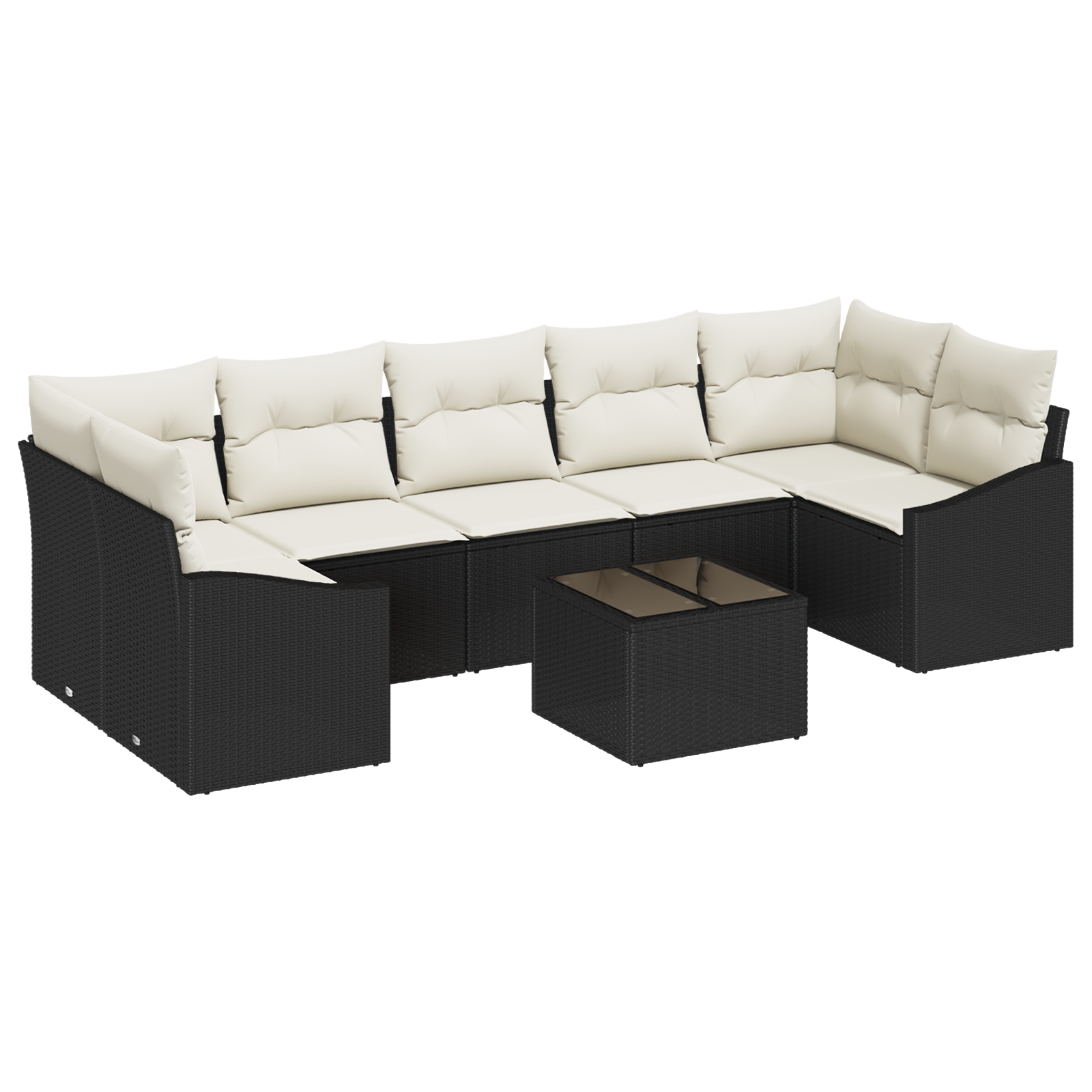 Set di divani da giardino da 8 pezzi con cuscini in polyrattan nero