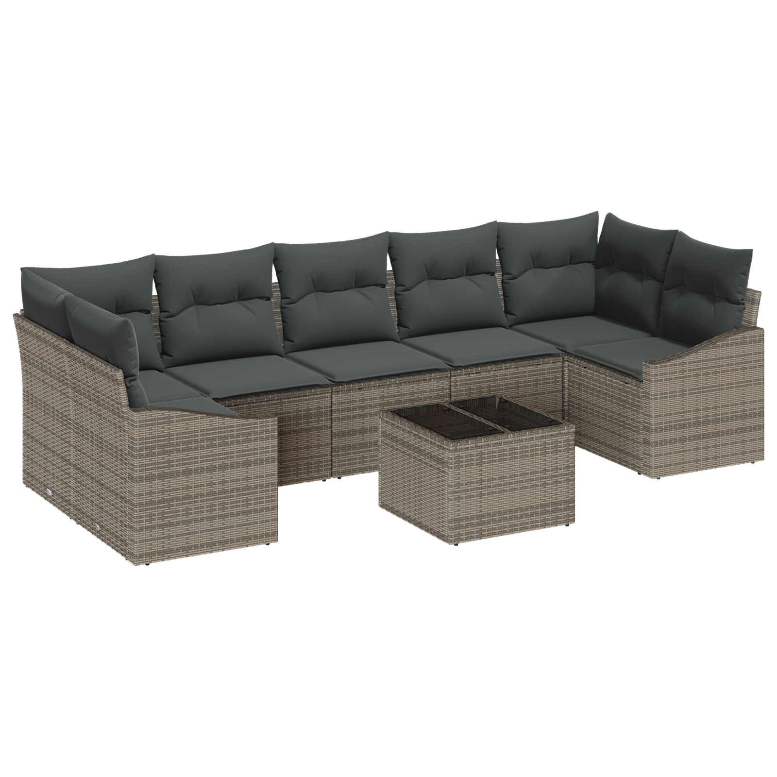 Set Divano da Giardino da 8 Pezzi con Cuscini Grigio in Polyrattan