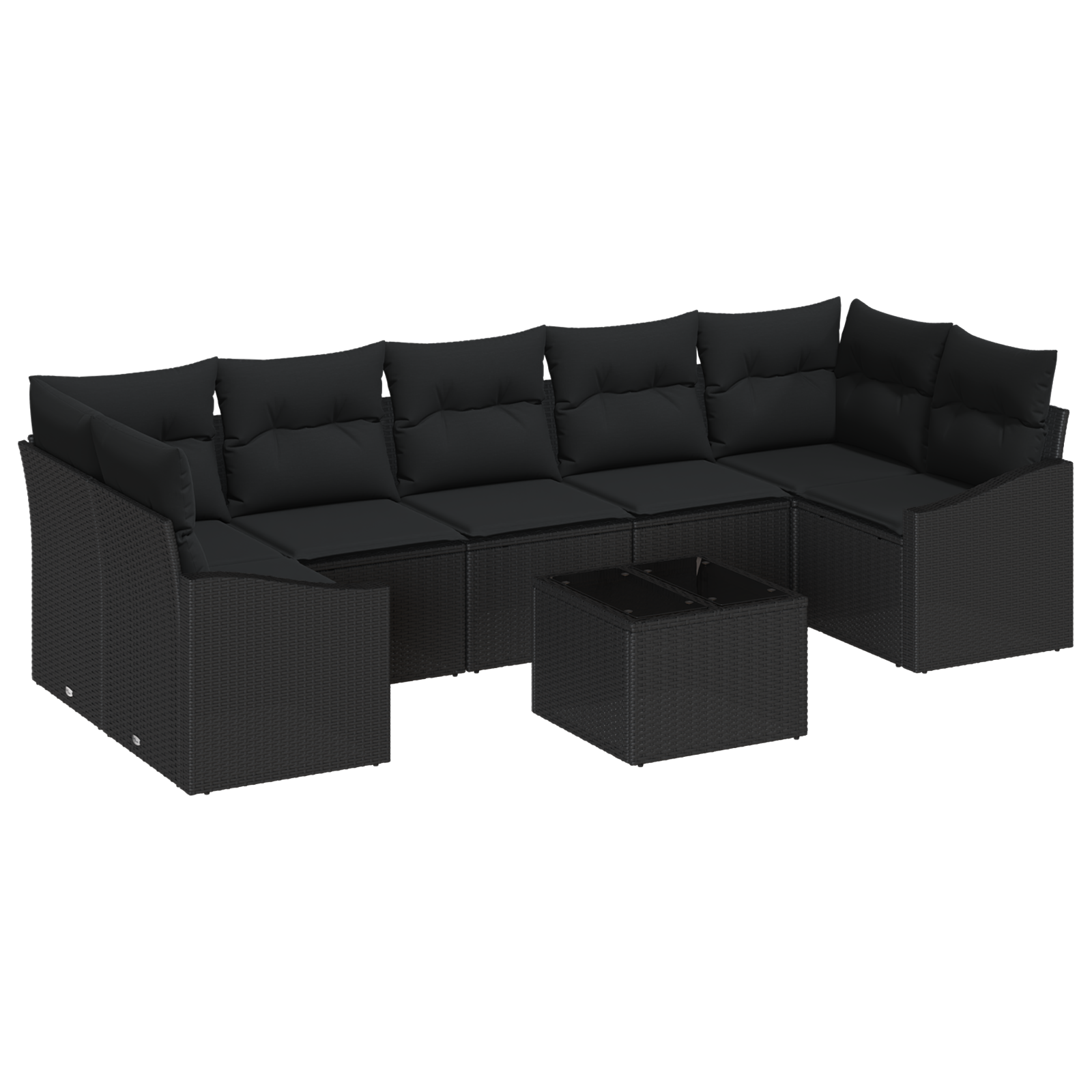 Set di Sofà da Giardino da 8 Pezzi con Cuscini in Polyrattan Nero