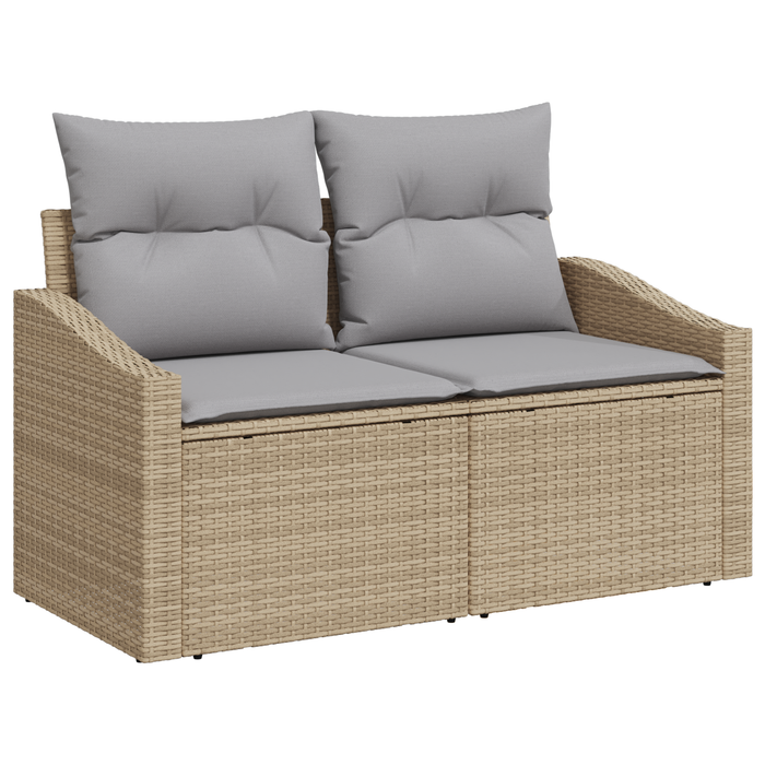 Set di divani da giardino 9 pezzi con cuscini beige in rattan sintetico