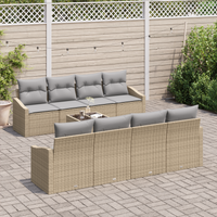 Set di divani da giardino 9 pezzi con cuscini beige in rattan sintetico