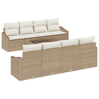 Set di divani da giardino 9 pezzi con cuscini beige rattan sintetico