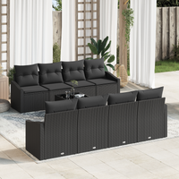 Set di Divani da Giardino con Cuscini Nero Polyrattan