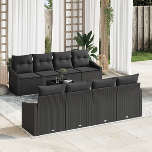 Set di Divani da Giardino con Cuscini Nero Polyrattan