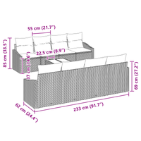 Set di Divani da Giardino con Cuscini Nero Polyrattan