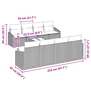 Set di Divani da Giardino con Cuscini Nero Polyrattan