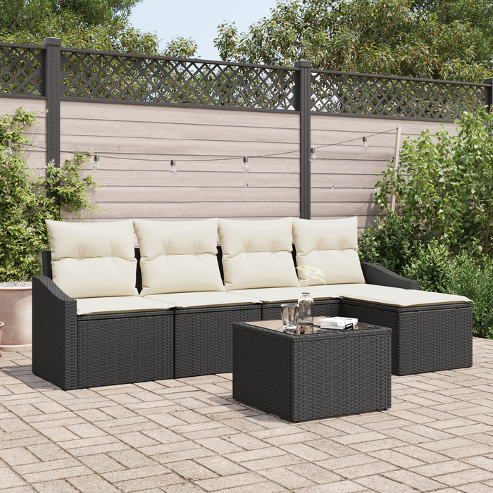Set Divano da Giardino 5 Pezzi con Cuscini in Polyrattan Marrone