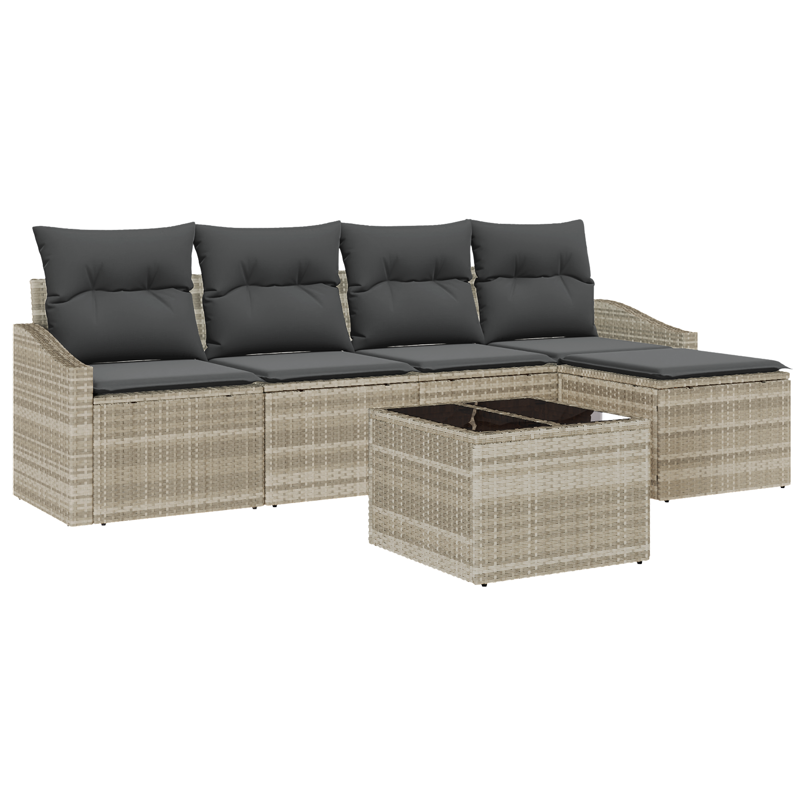 Set Divano Giardino 6 Pezzi con Cuscini Grigio Polyrattan