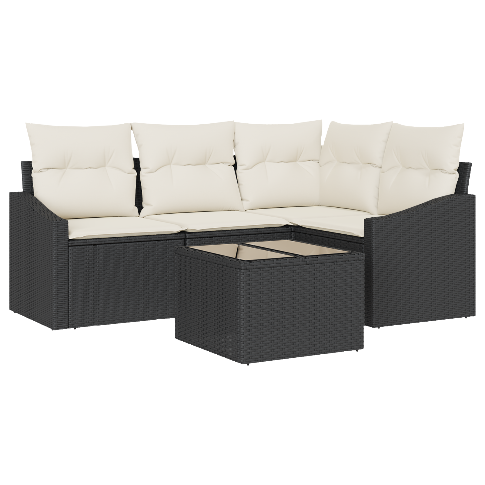 Set di Divani da Giardino da 4 Pezzi con Cuscini Rattan Poliestere Marrone