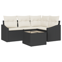 Set di Divani da Giardino da 4 Pezzi con Cuscini Rattan Poliestere Marrone