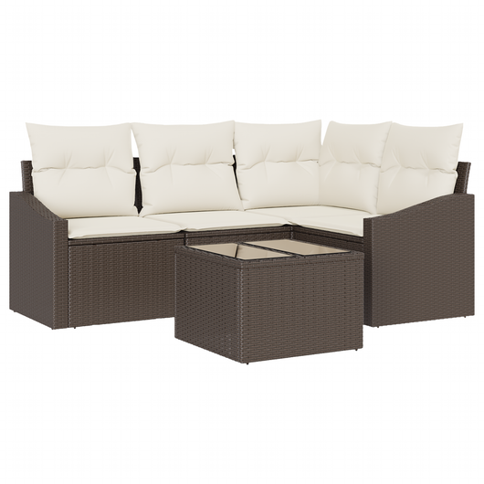 Set Divano da Giardino in 4 Pezzi con Cuscini Grigio Poly Rattan