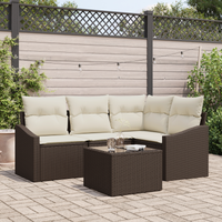 Set Divano da Giardino in 4 Pezzi con Cuscini Grigio Poly Rattan
