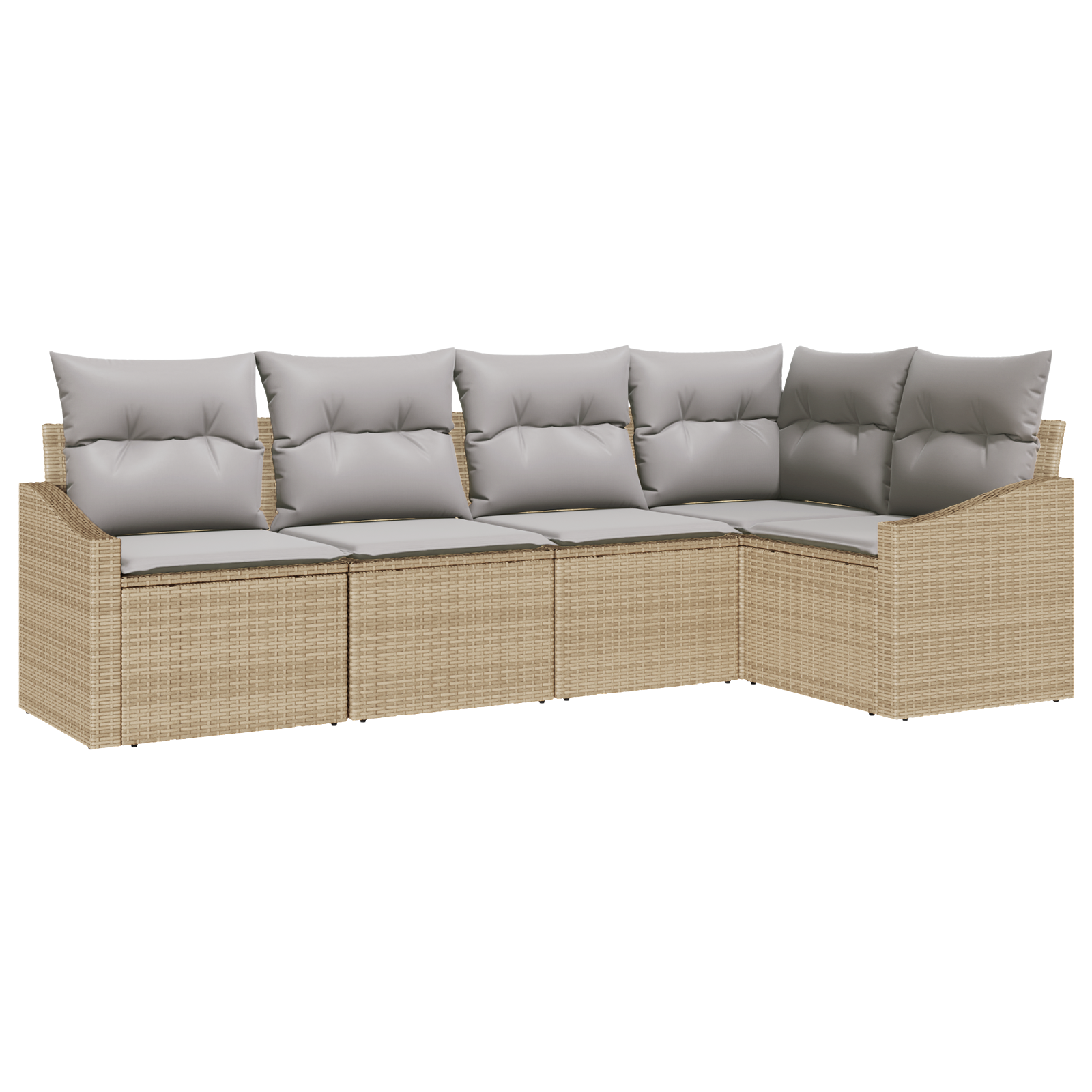 Set di Divano da Giardino da 5 pezzi con Cuscini Beige Polirattan