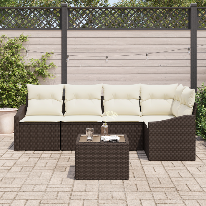 Set di Divani da Giardino 5 Pezzi con Cuscini Grigio Rattan Polimerico