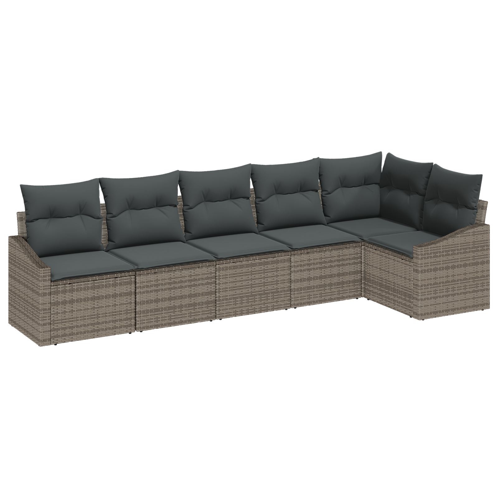 Set di Divani da Giardino 6 Pezzi con Cuscini Grigio Polyrattan