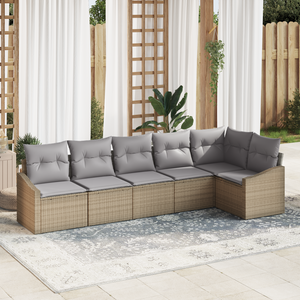 Set di divani da giardino 6 pezzi con cuscini Beige PE Rattan