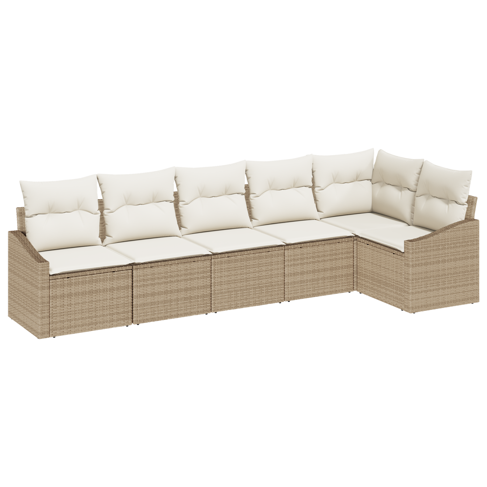 Set Divano da Giardino 6 Pezzi con Cuscini Beige in Polyrattan