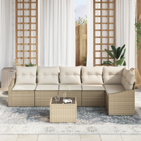 Set Divano da Giardino di 7 Pezzi con Cuscini in Rattan Marrone