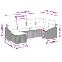 Set Divano da Giardino a 6 Pezzi con Cuscini Beige in Rattan Sintetico